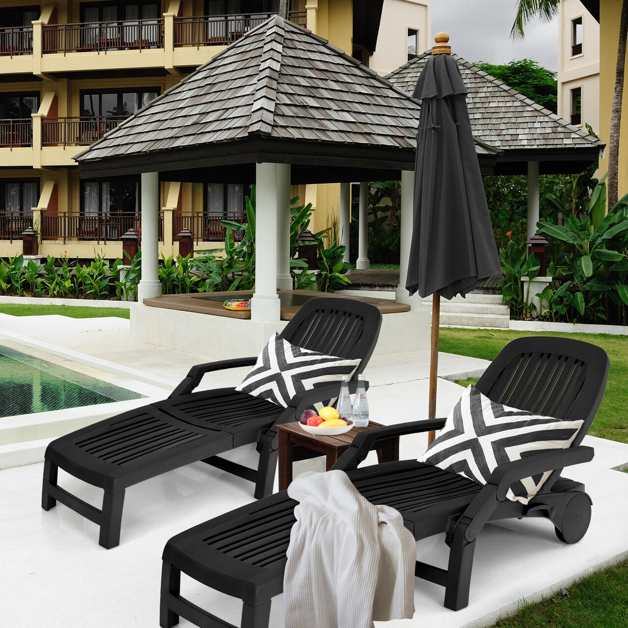 Costway outdoor adjustable clearance chaise lounge chair